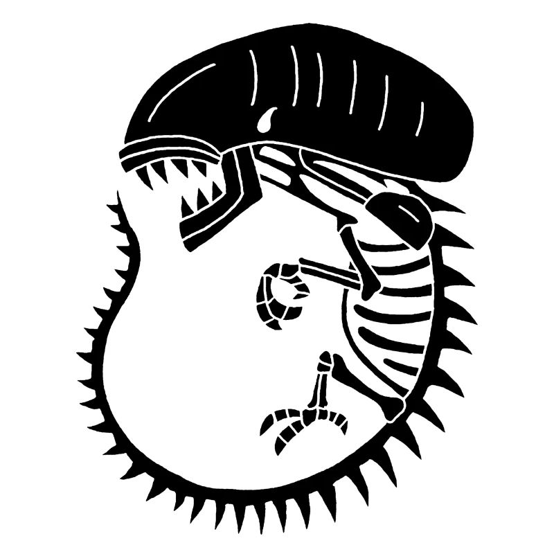 Black alien monster skeleton