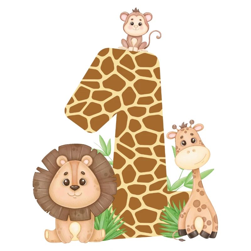 1. Geburtstag Dschungeltiere Giraffe Löwe Affe