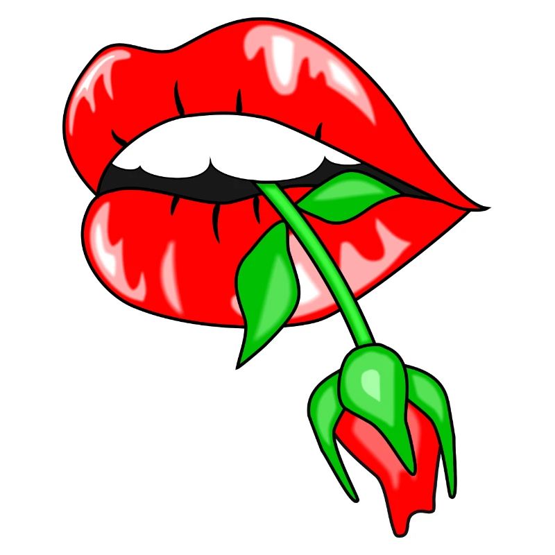 Embrasser les lèvres avec la rose