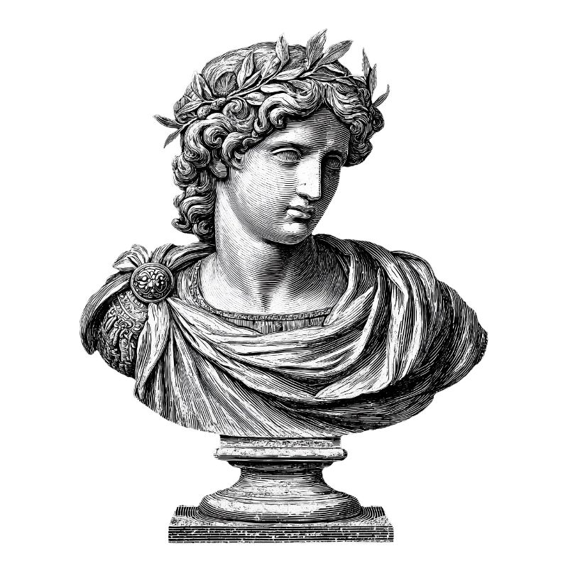 Antique Apollo Bust - Classic Engraving