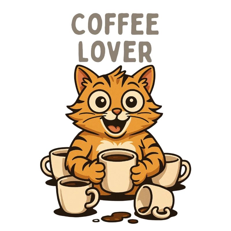 Coffee Lover Cat Illustration Breakfast