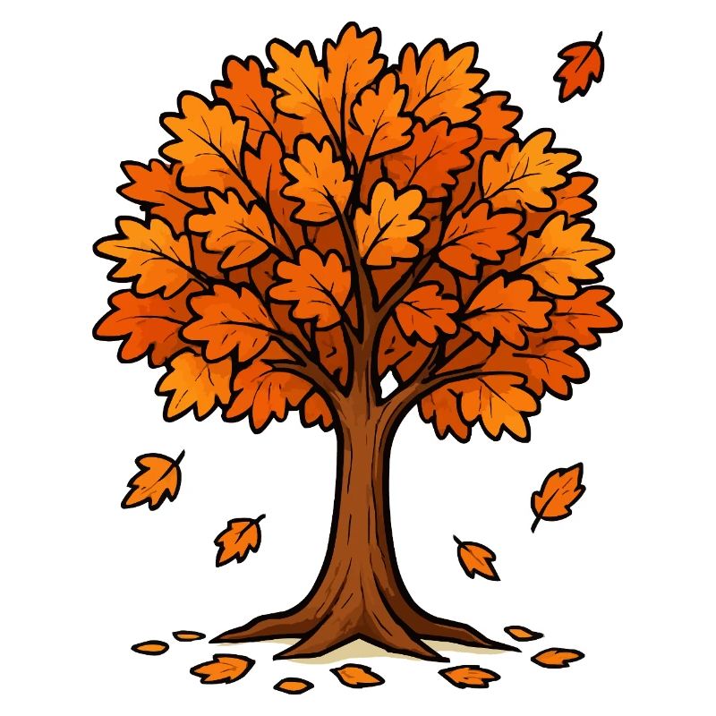 Autumn tree in flame orange