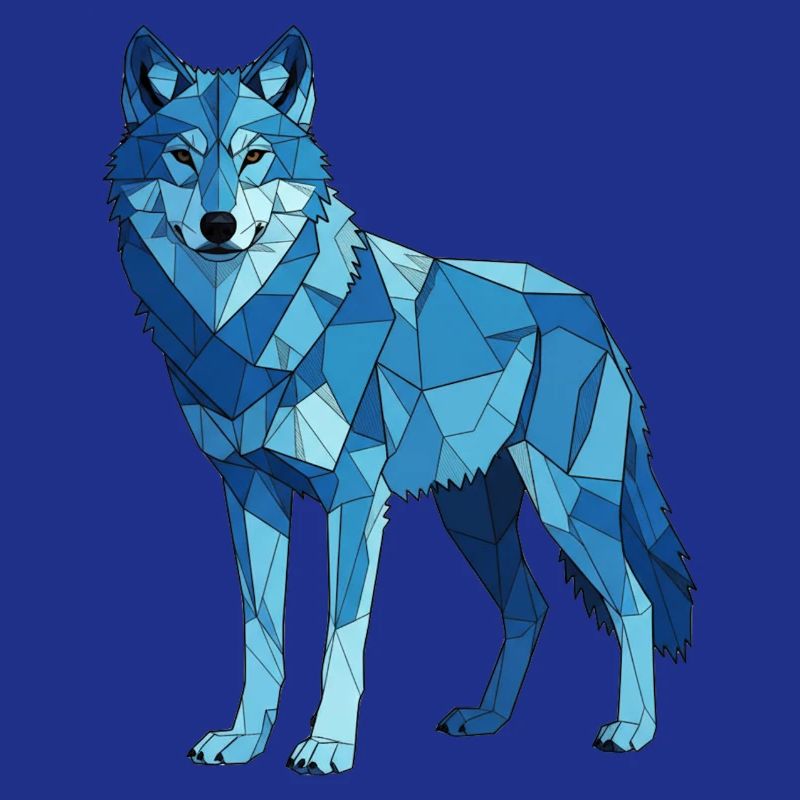 Blue polygon wolf