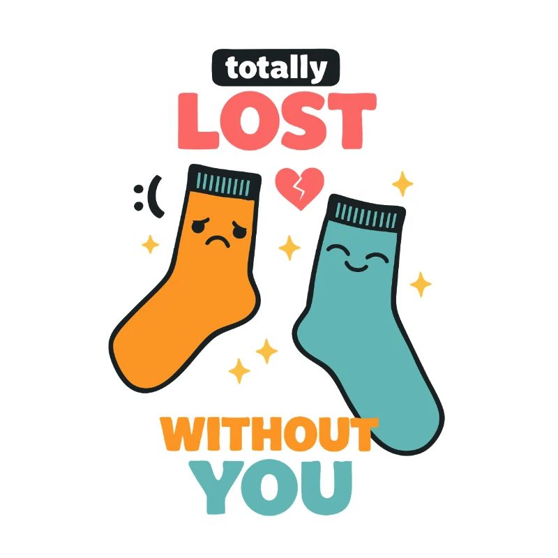 Lost Without You Socks Doodle Statement Love