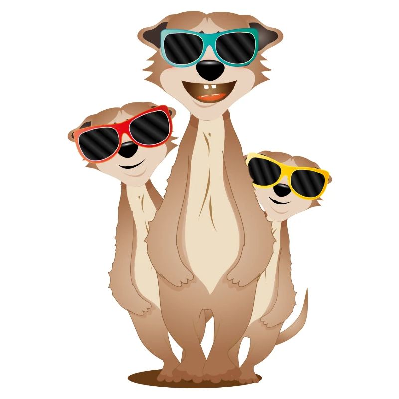 cool meerkat group with sunglasses