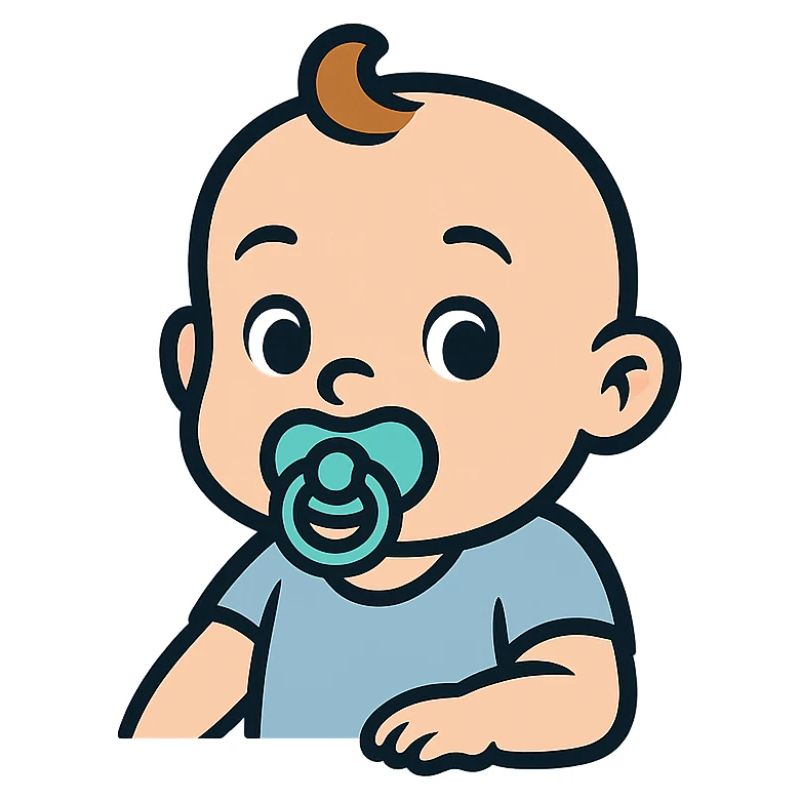 Bébé mignon avec sucette, dessin animé