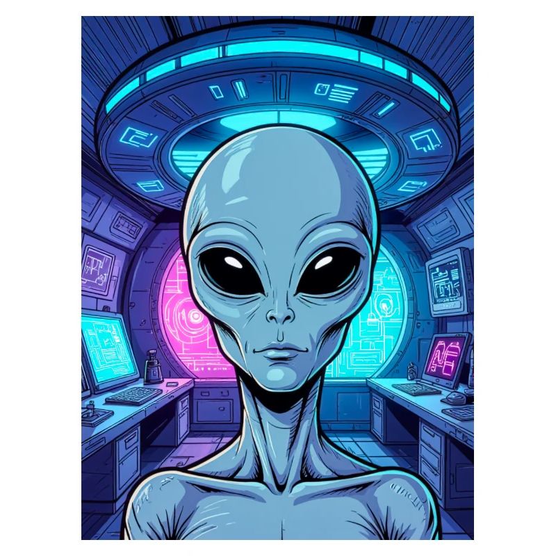 Grey alien Portrait – Inside the UFO