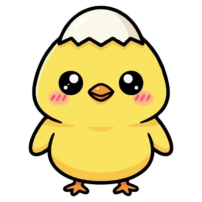 Küken mit Kawaii-Kappe