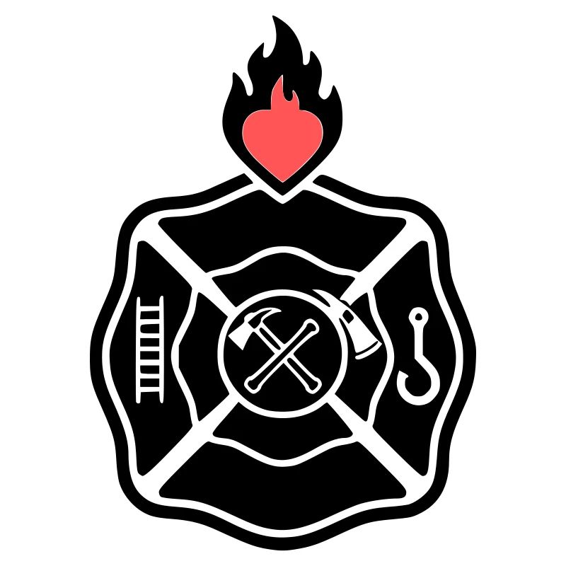 Fire Brigade Emblem | Florian Cross with Heart