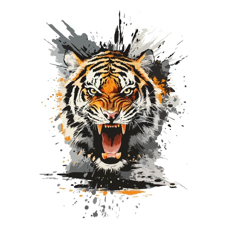 Tiger Head Predator Nature Wilderness Splash