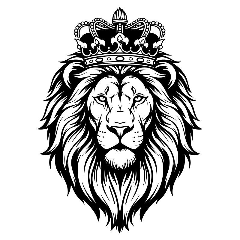 Majestic lion with crown