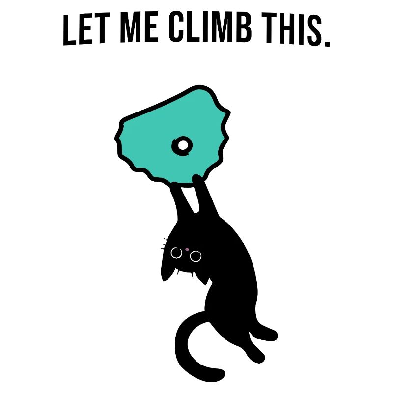 Boulder Katze hält sich an Klettergriff fest