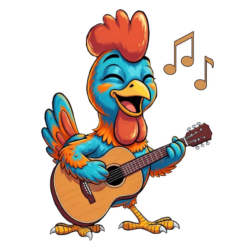 Funny chicken with guitar