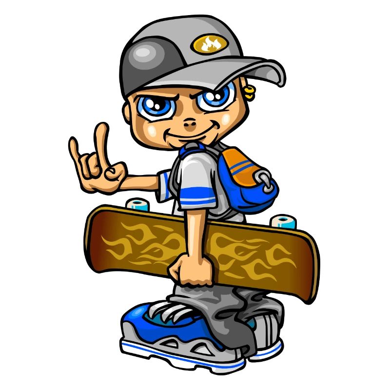 Skater boy and flames
