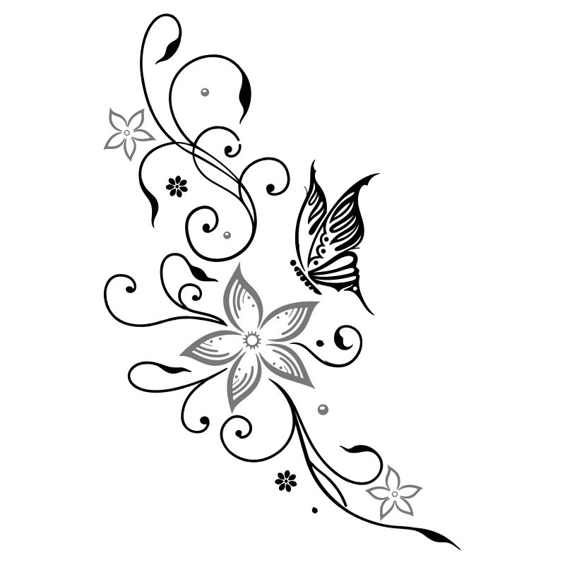 Fleurs avec papillons, fleurs