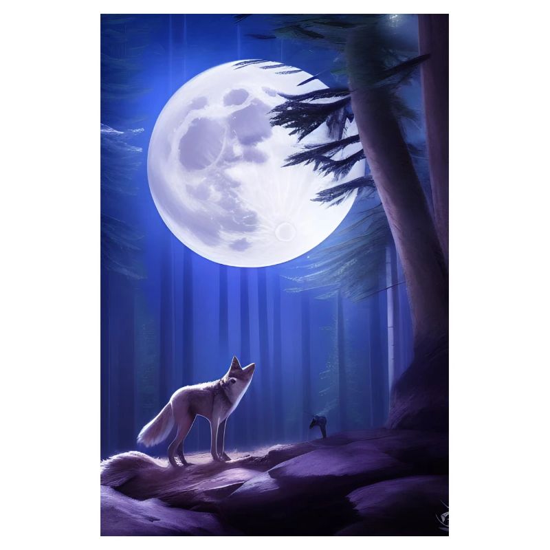 Wolf and Moon