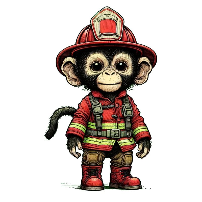 Little firefighter monkey with outfit