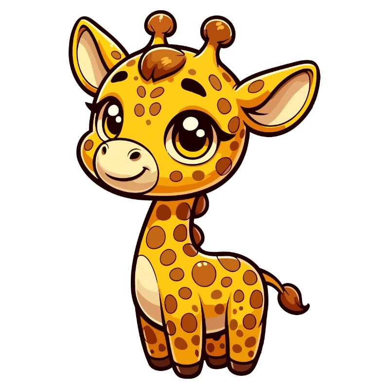 A whimsical cartoon style giraffe