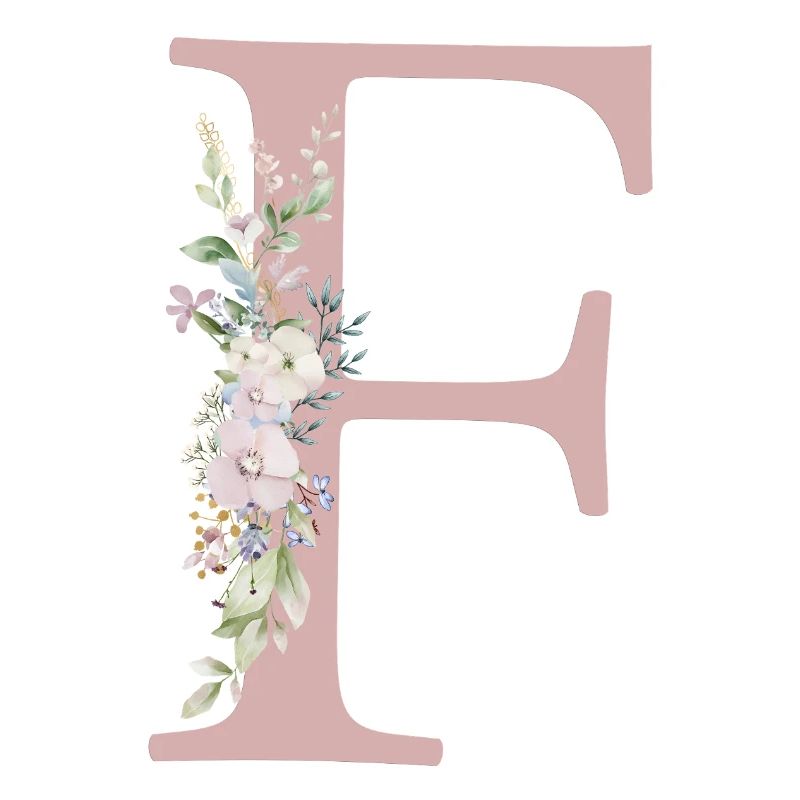 F Monogram, Floral, Customizable