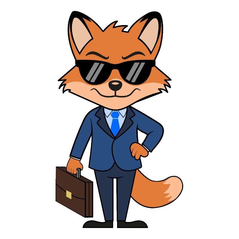 Fox Geschäftsmann eleganter Anzug mit Aktentasche