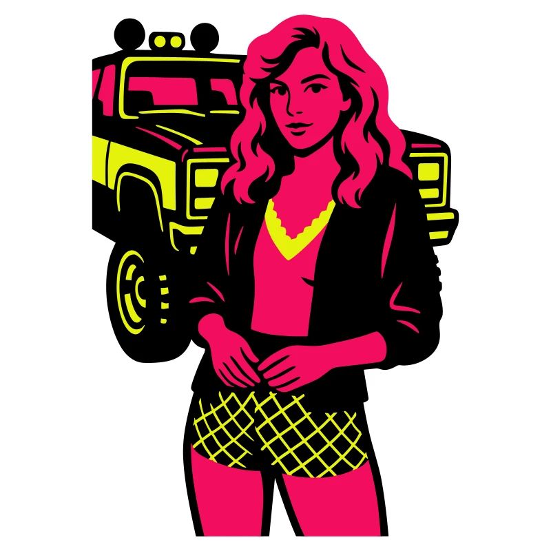 Femme avec camion