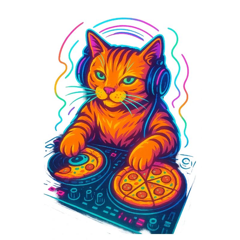 Neon DJ Katze Design