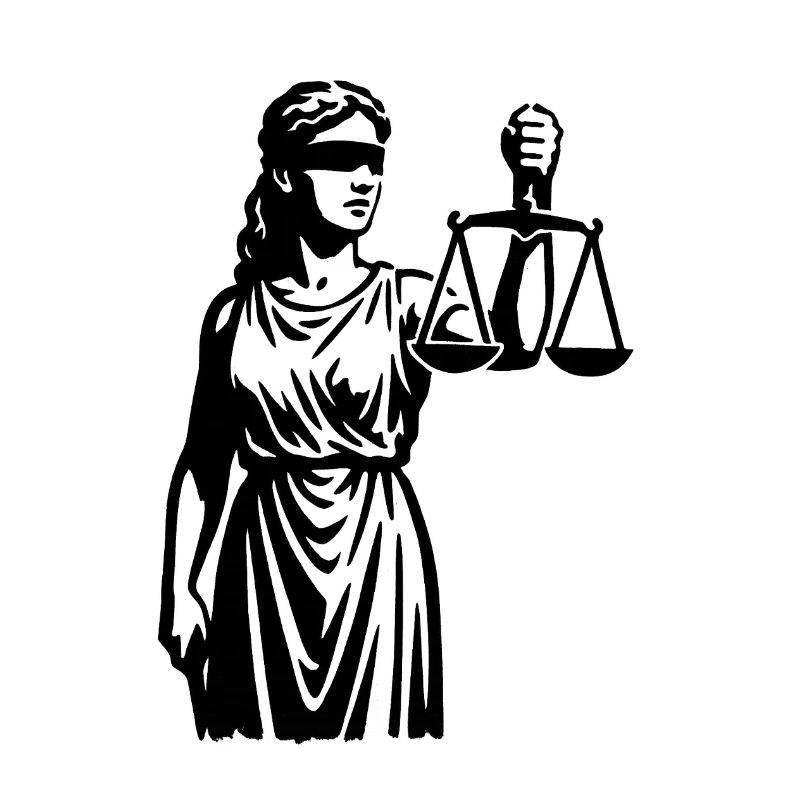 Justitia Line Drawing with Scales