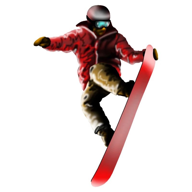 Roter Snowboarder Sprung