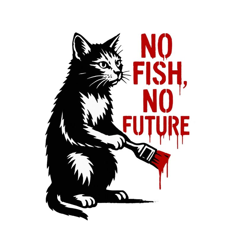 No Fish No Future Cat Graffiti