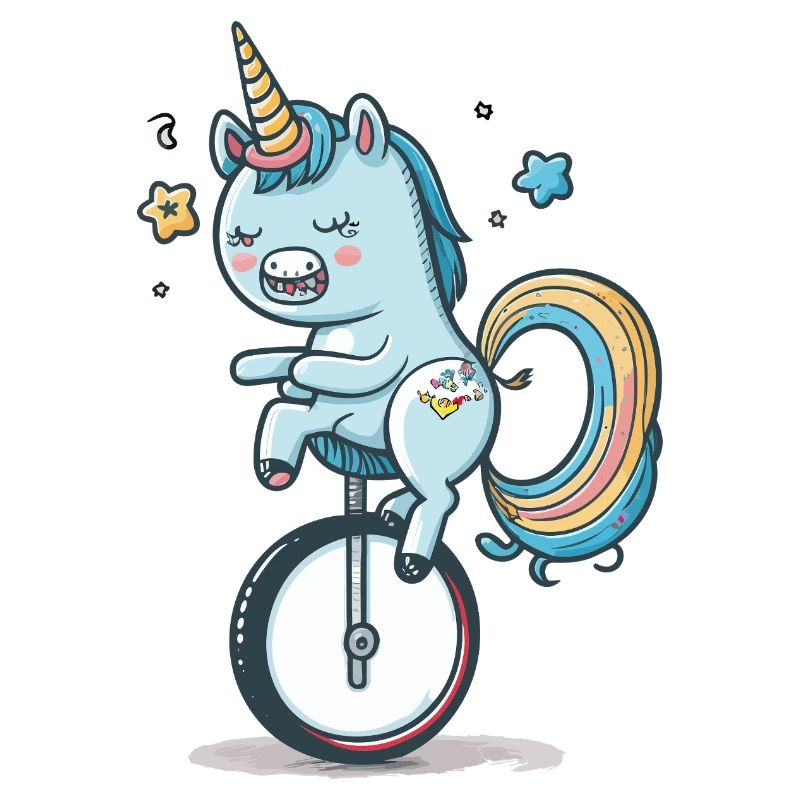 Unicorn on a unicycle – a colourful dream