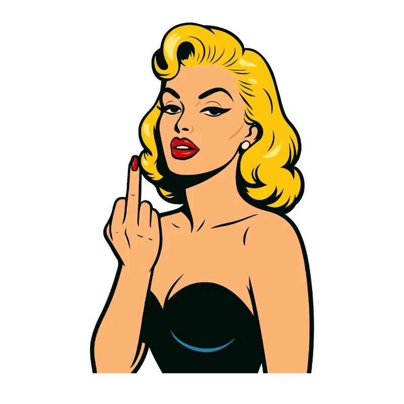 Frau Pop-Art-Rebell Mittelfinger