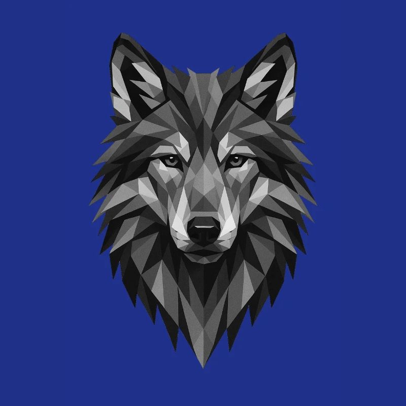 Geometric Gray Wolf Head
