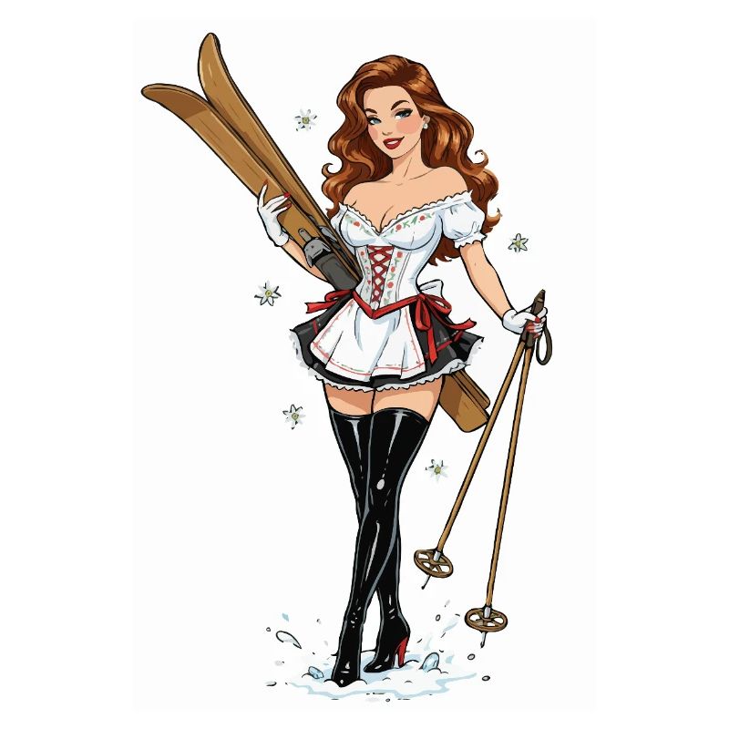 Dirndl-Ski-Pinup