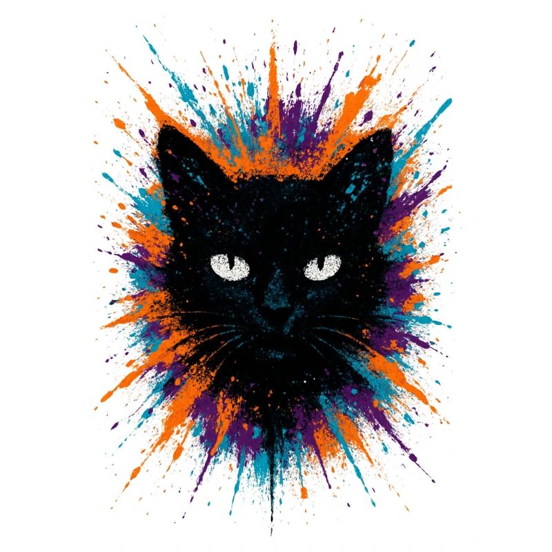 Schwarze Katze Aquarell-Splash-Kunst