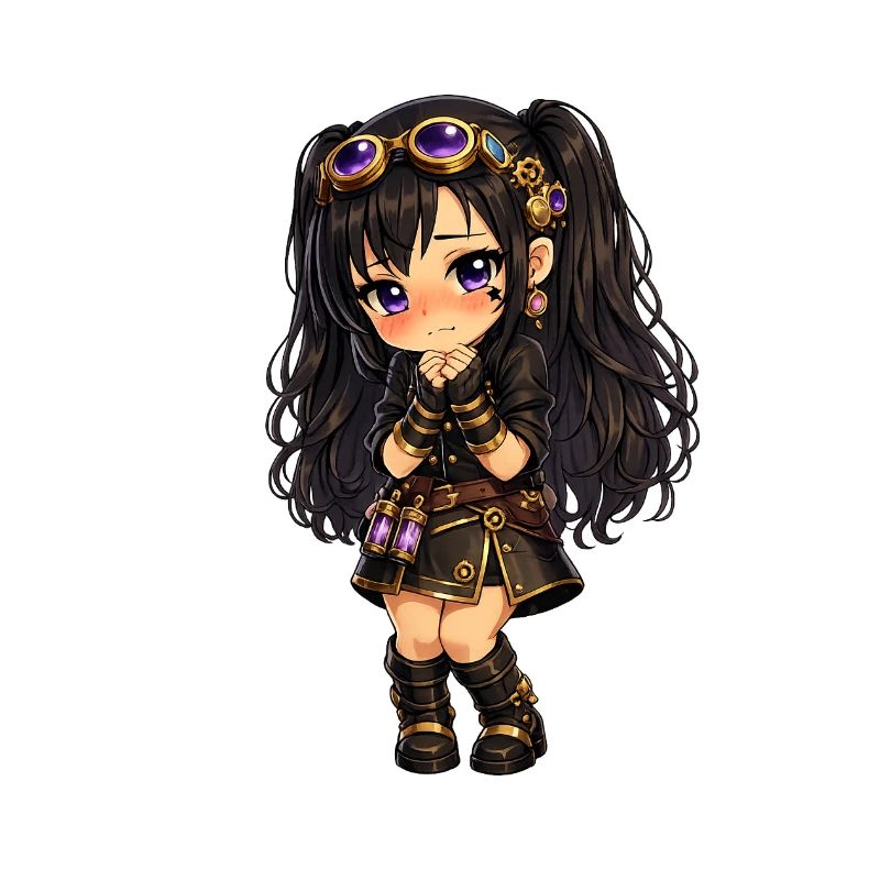 Steampunk chibi Luna mit Lila Glanz