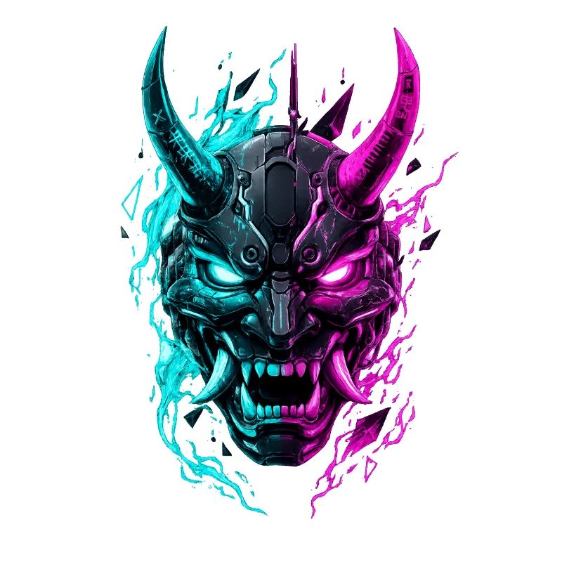 Masque Cyber Oni Néon