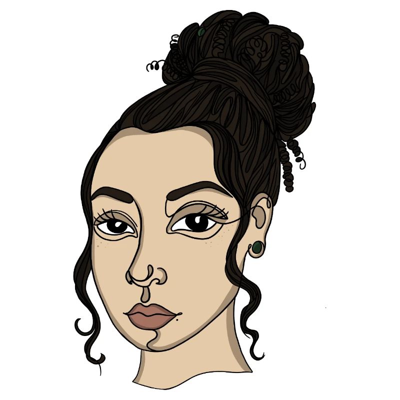 Piercing de nez en chignon style portrait