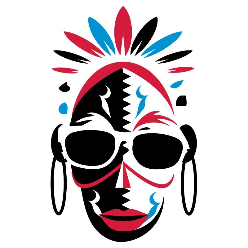 afrikanische Maske mit Sonnenbrille als Stencil