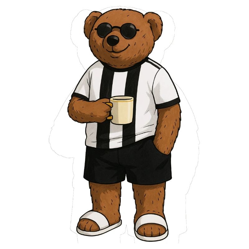 Chilling bear motif with coffee cup