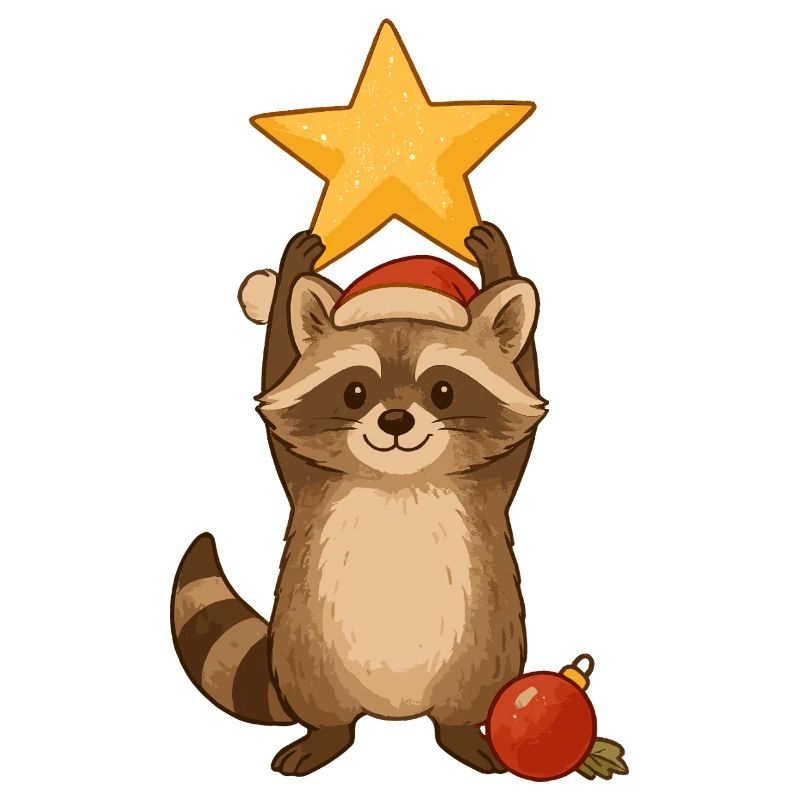 Weihnachts Waschbär mit Stern
