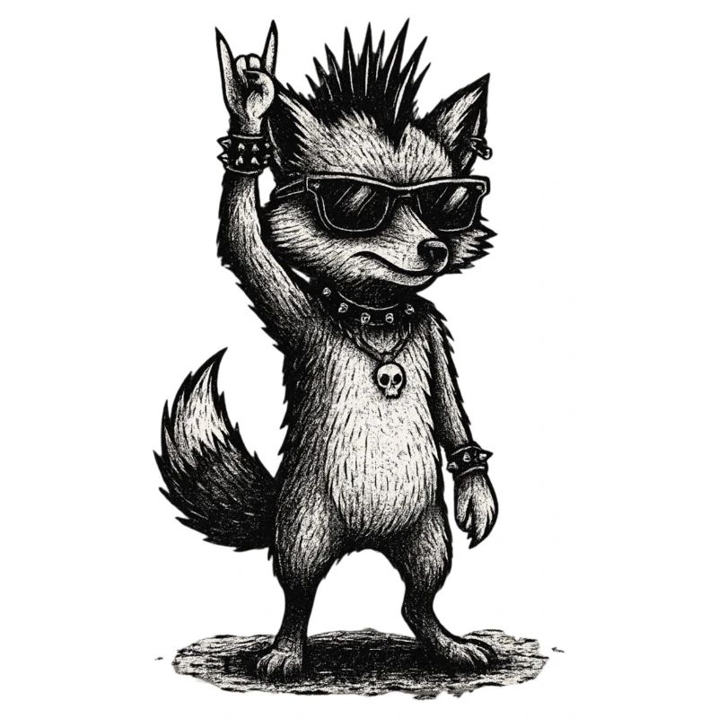 Rock Punk Fox with Sunglasses and Studs