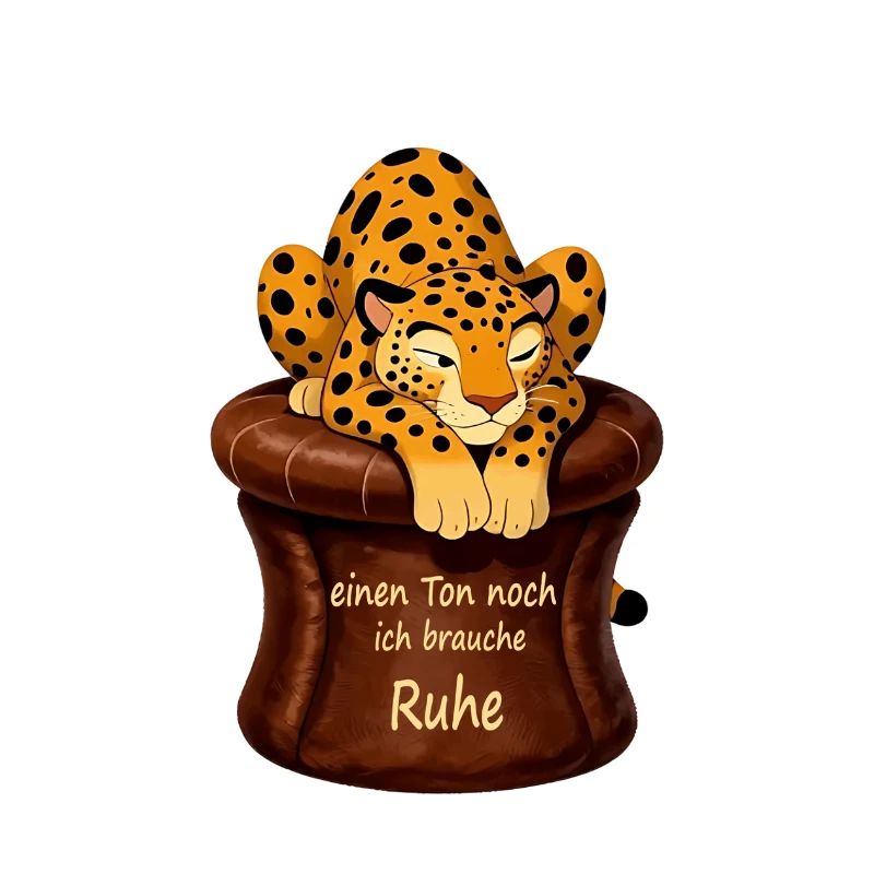 Leopard in Ruhe auf Kuschelsessel