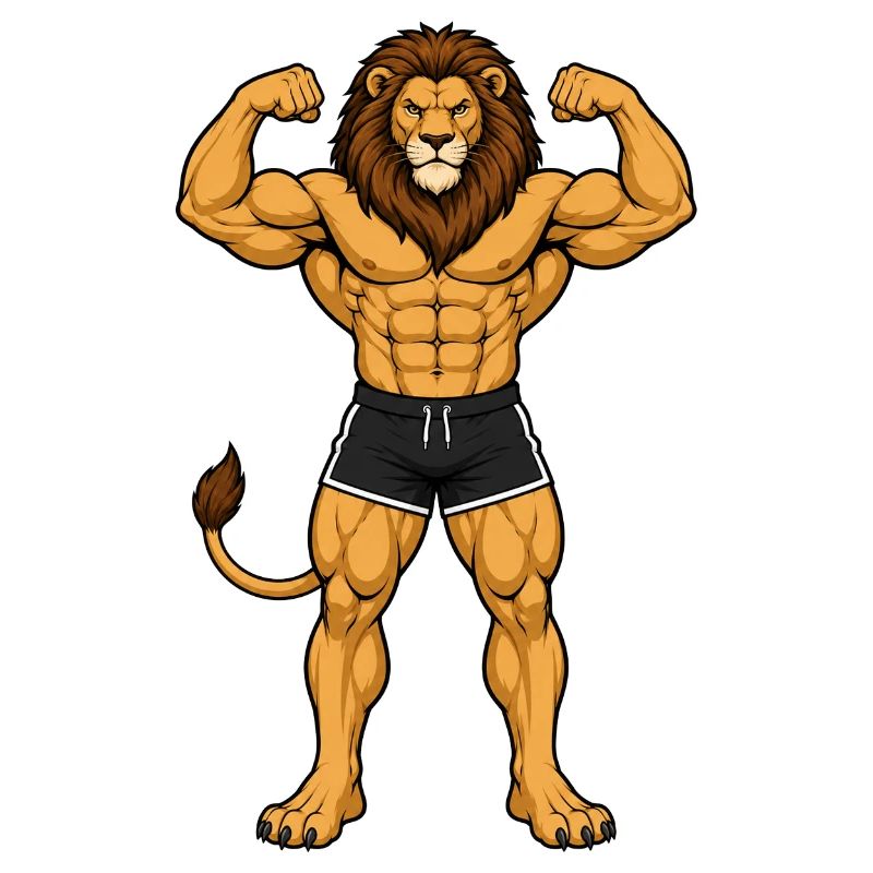 Löwe als Bodybuilder