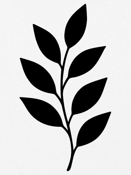 Zweig mit Blättern Silhouette