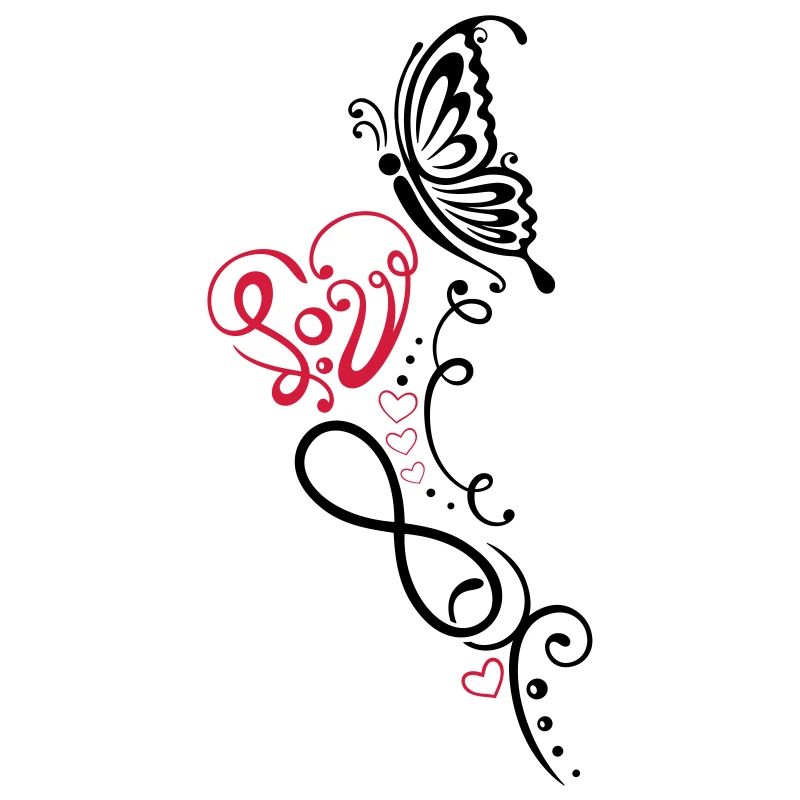Herz mit Schmetterling, infinity