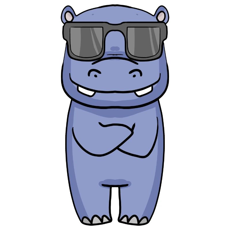 cooles Nilpferd mit Sonnenbrille