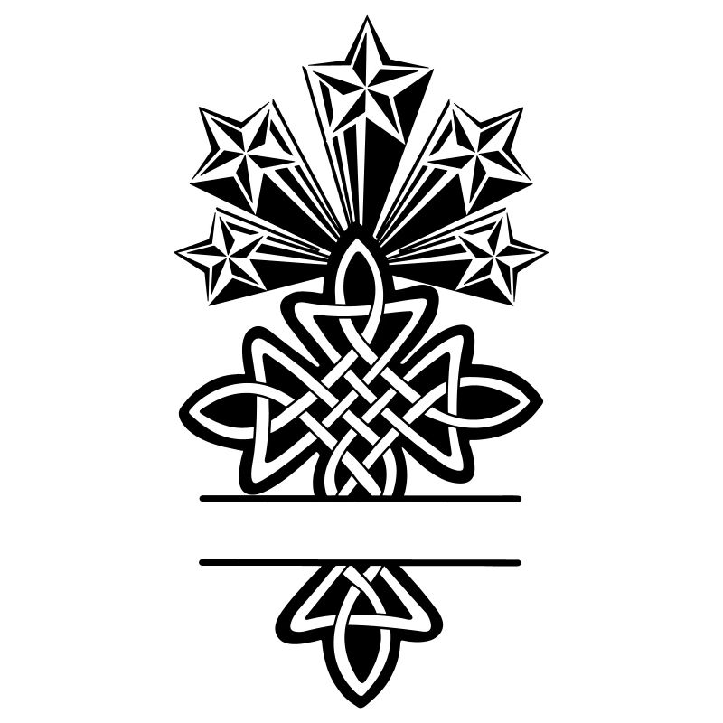 Celtic cross monogram five stars