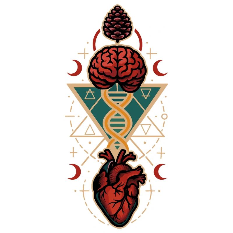 Heart Mind Pinecone DNA Sacred Geometry Art