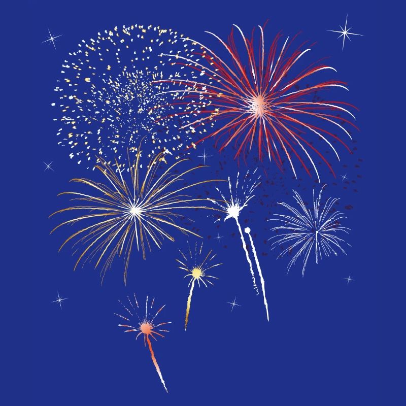 Silvester. Beautiful firework with stars.