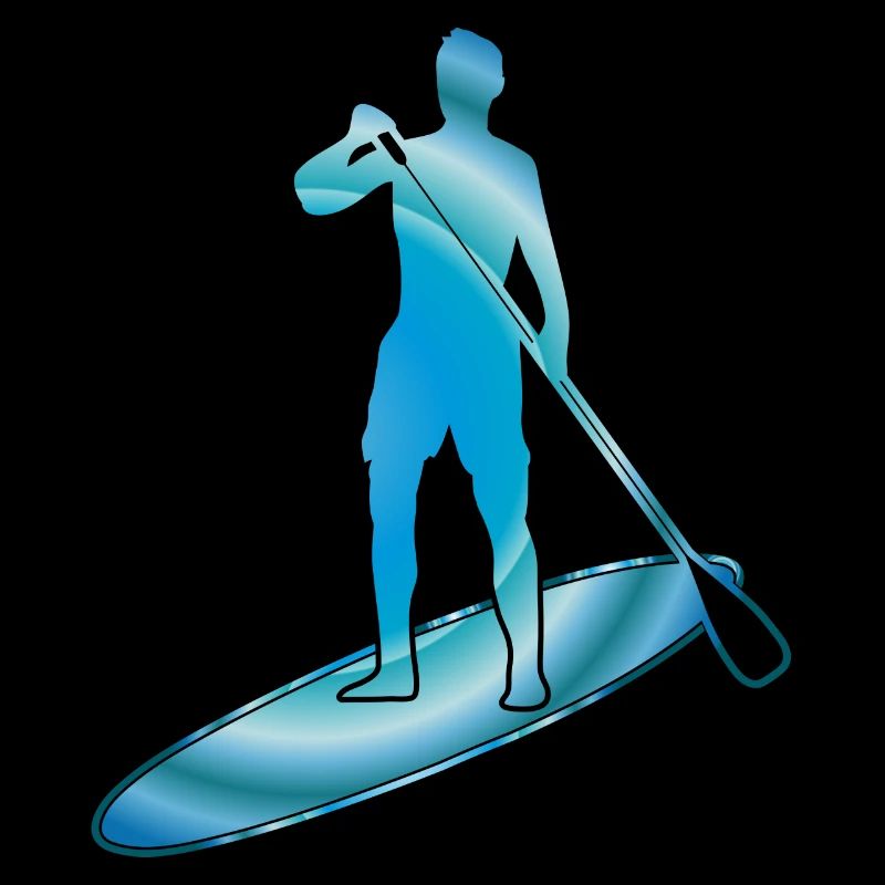 Stand up paddling - Mann mit Board in Wasserfarben